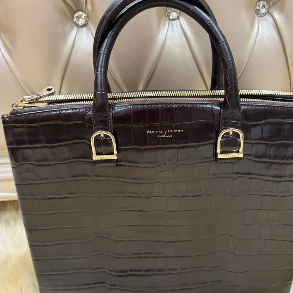 Aspinal of London Croc-Embossed Editors Tote Bag - Picture 5 of 10